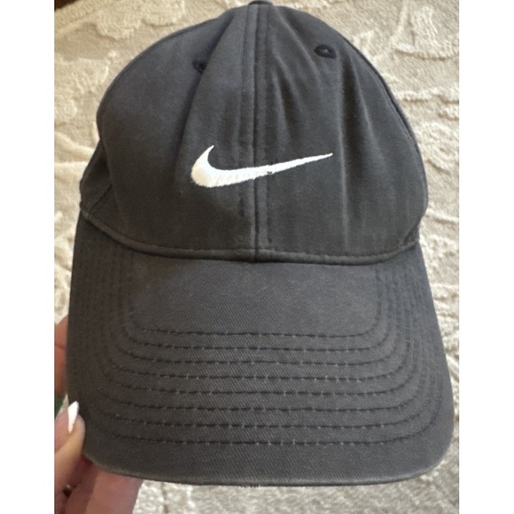 Nike Black Swoosh Cap Dad Hat Adjustable Strapback "Just‎ Do It" 238810-010 - Picture 1 of 6